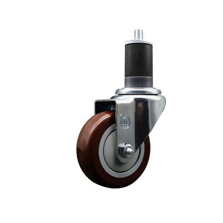 Service Caster 3.5'' SS Maroon Poly Wheel Swivel 1-5/8'' Expanding Stem Caster SCC-SSEX20S3514-PPUB-MRN-158